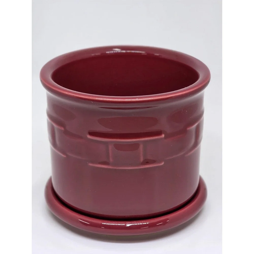 Longaberger Pottery Woven Traditions 1 Pint Salt Crock Paprika Red Kitchen Decor
